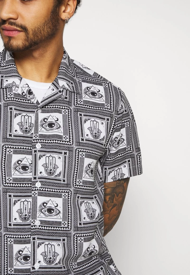 Venta express ✔️ Brave Soul MOSAIC - Camisa - Black/white, Hombre ⌛ - Imagen 6