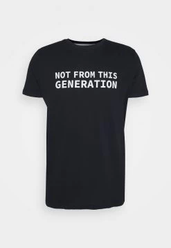 Cupón 🛒 Brave Soul KYNSLOO - Camiseta Estampada - Rich Navy/optic White, Hombre 😀