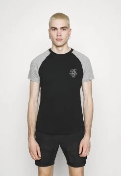 mejor venta 🥰 Brave Soul Camiseta Estampada - Black/ Light Grey Marl, Hombre 🔔