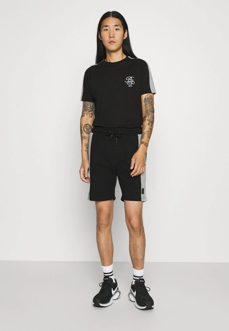 Para estrenar 👍 Brave Soul ALEX - Camiseta Estampada - Jet Black/light Grey Marl, Hombre ⌛