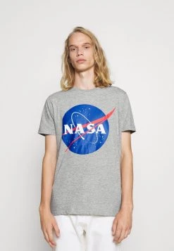 ofertas 🛒 Brave Soul ALRIN - Camiseta Estampada - Light Grey Marl, Hombre 🎁