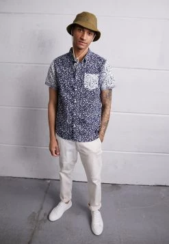 mejor venta 💯 Brave Soul AZALIA - Camisa - Navy/optic White, Hombre 🎁