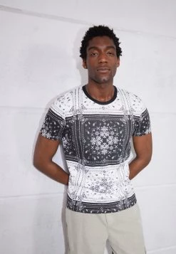 Presupuesto 🎁 Brave Soul RUTLAND - Camiseta Estampada - Black/white, Hombre 👏