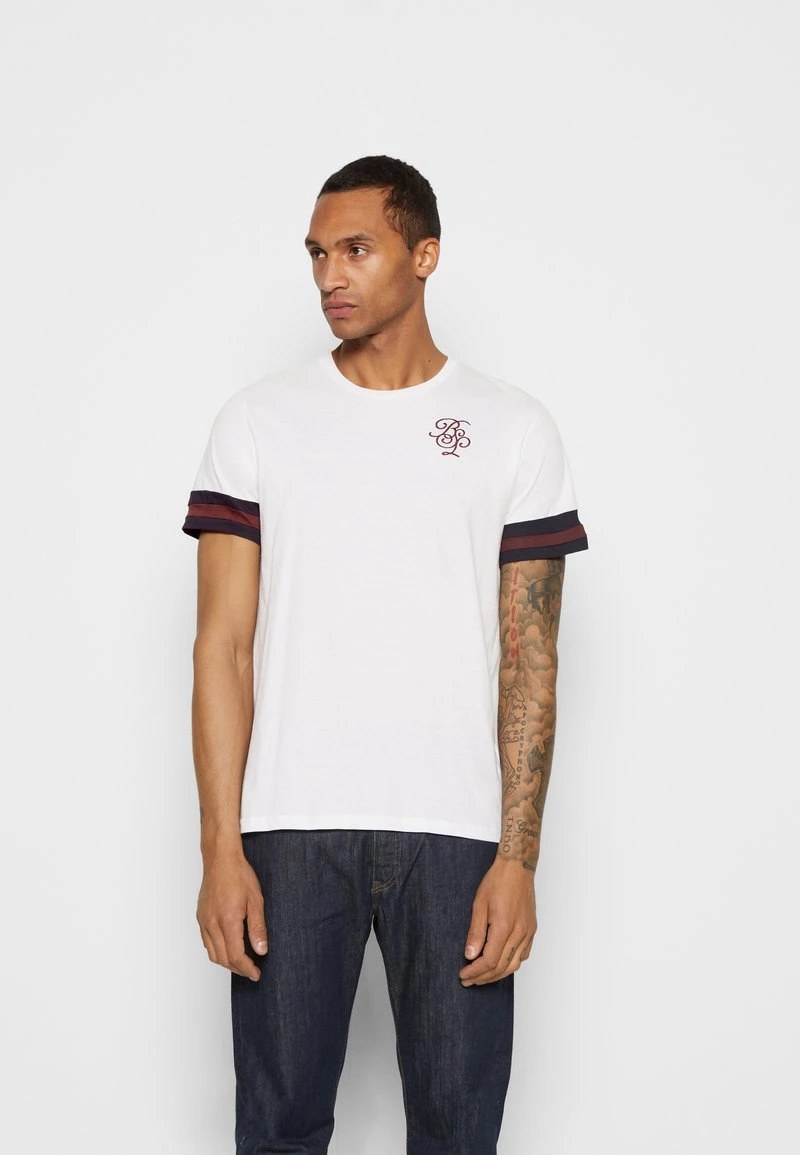 Presupuesto 🛒 Brave Soul DRUMMOND - Camiseta Estampada - Optic White/rich Navy/burgundy, Hombre ✨ - Imagen 3