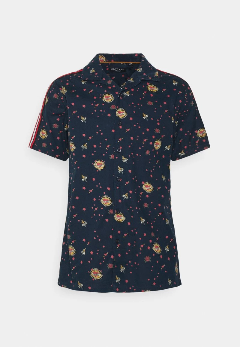 Nuevo 👏 Brave Soul Camisa - Navy/multi Colour, Hombre ✨