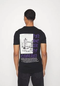 Lo mas barato ⭐ Brave Soul Camiseta Estampada - Jet Black/multicolour, Hombre 🔔