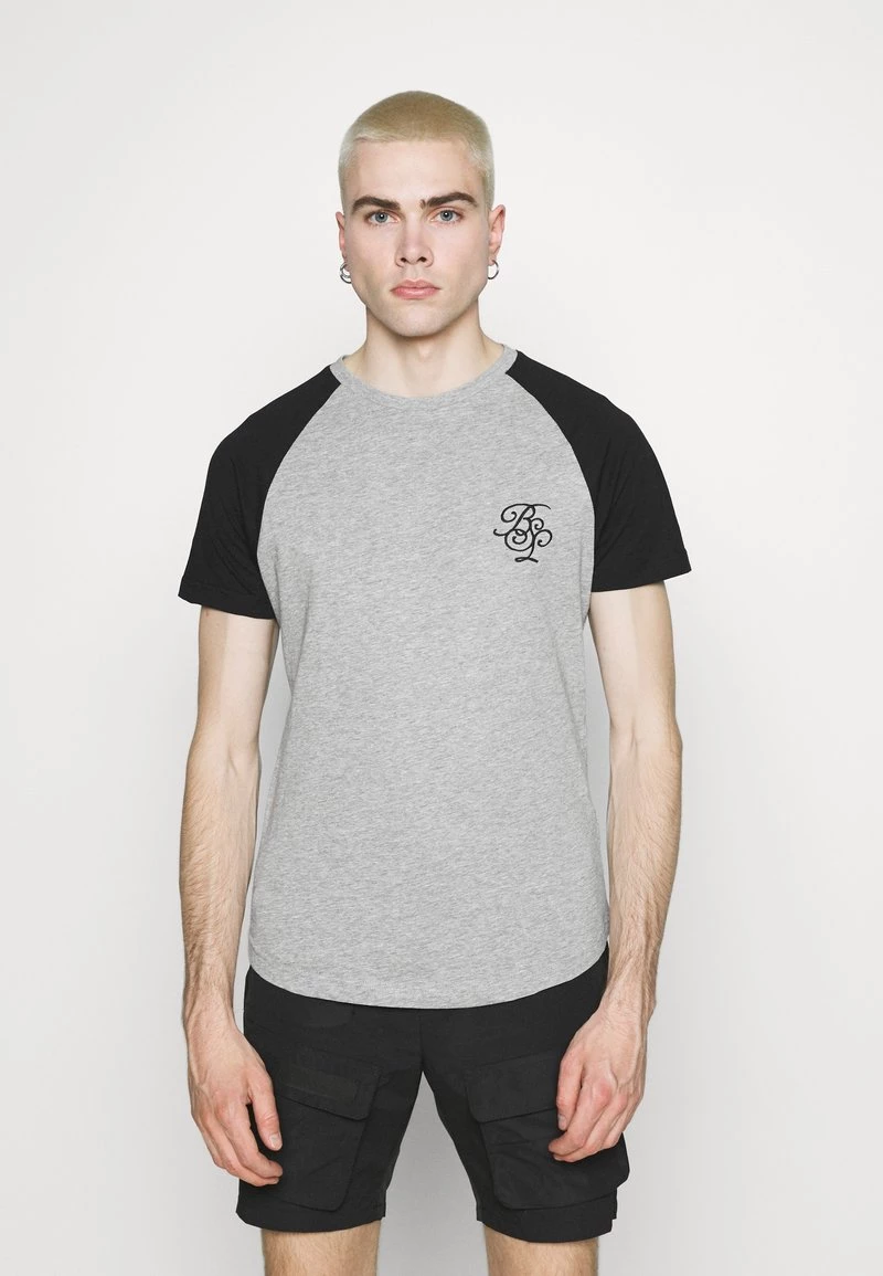 Presupuesto 😍 Brave Soul Camiseta Estampada - Light Grey Marl/ Black, Hombre 💯
