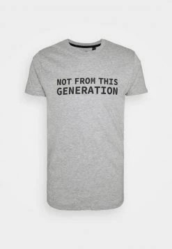 Venta express 👏 Brave Soul KYNSLOO - Camiseta Estampada - Light Grey Marl/jet Black, Hombre 🎁