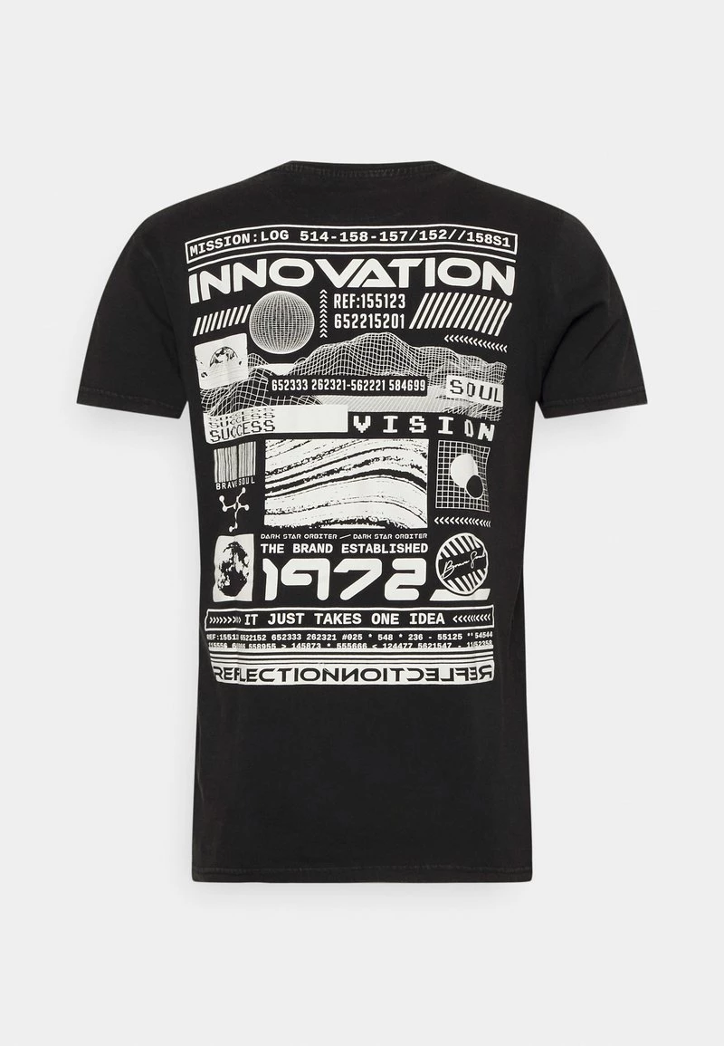 Cupón ⭐ Brave Soul Camiseta Estampada - Black Cool Wash, Hombre ✨ - Imagen 2