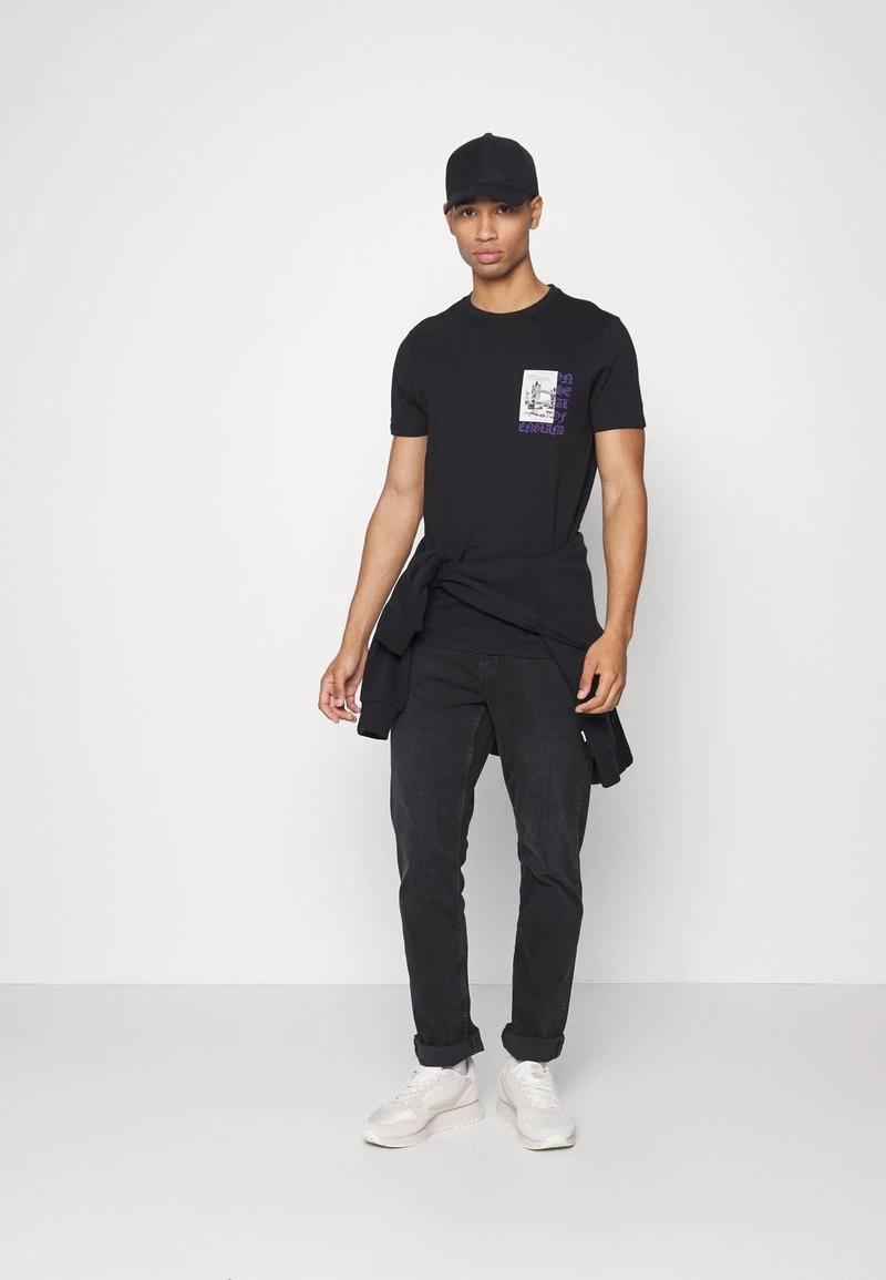 Lo mas barato ⭐ Brave Soul Camiseta Estampada - Jet Black/multicolour, Hombre 🔔 - Imagen 2