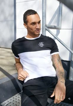 Mejor precio 👍 Brave Soul ROLLO - Camiseta Estampada - Jet Black/optic White, Hombre 👏