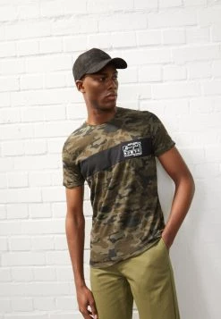 Cupón 🔥 Brave Soul YOSHI - Camiseta Estampada - Khaki Camo/jet Black/optic White, Hombre ❤️