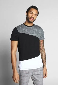 Toma de corriente 😍 Brave Soul GARFISH - Camiseta Estampada - Black/white, Hombre ⌛