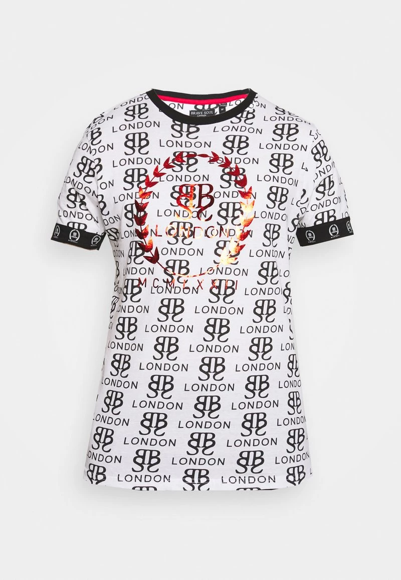 ofertas 😀 Brave Soul Camiseta Estampada - Optic White/black/red, Hombre 🤩 - Imagen 5