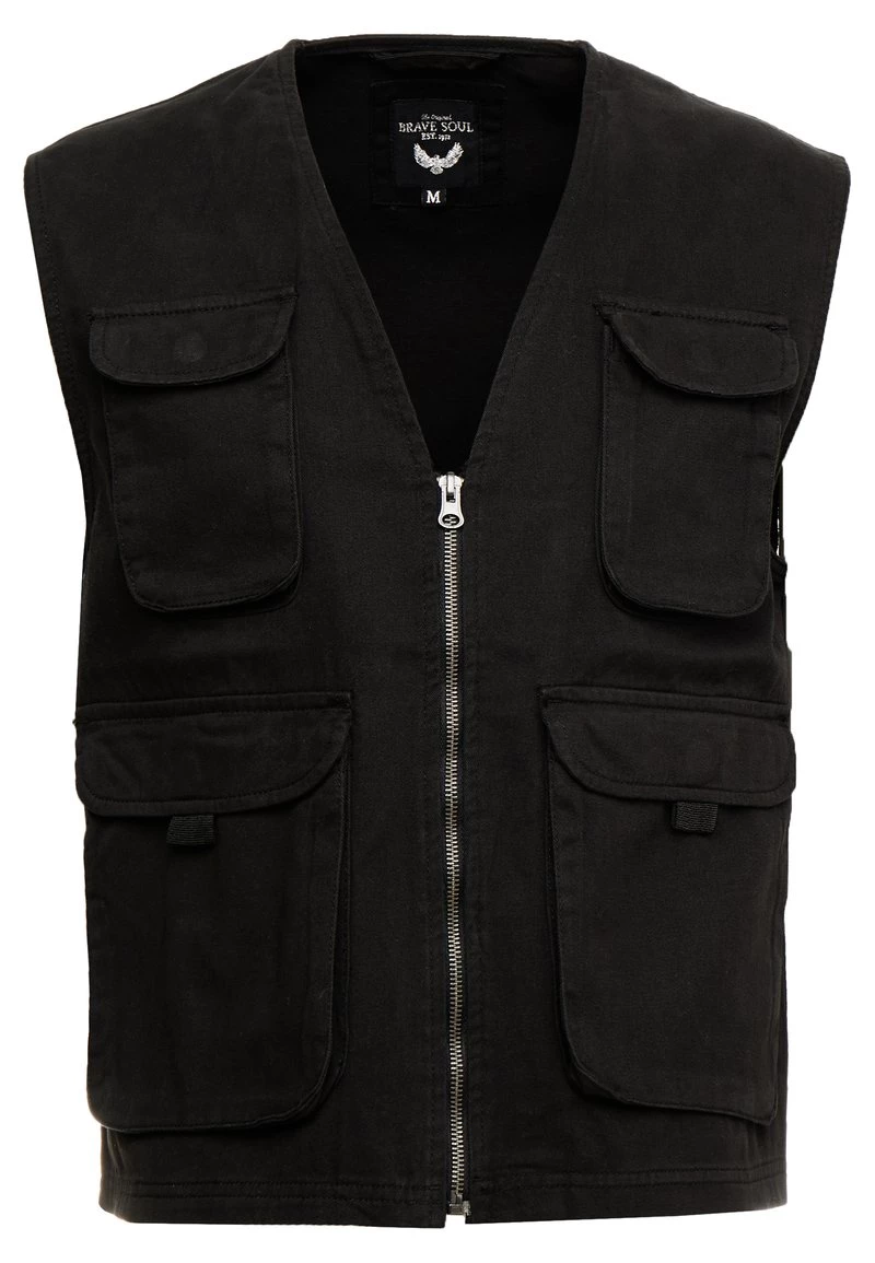 10 mejores ✔️ Brave Soul ZIPPED VEST - Chaleco - Black, Hombre 🤩 - Imagen 4