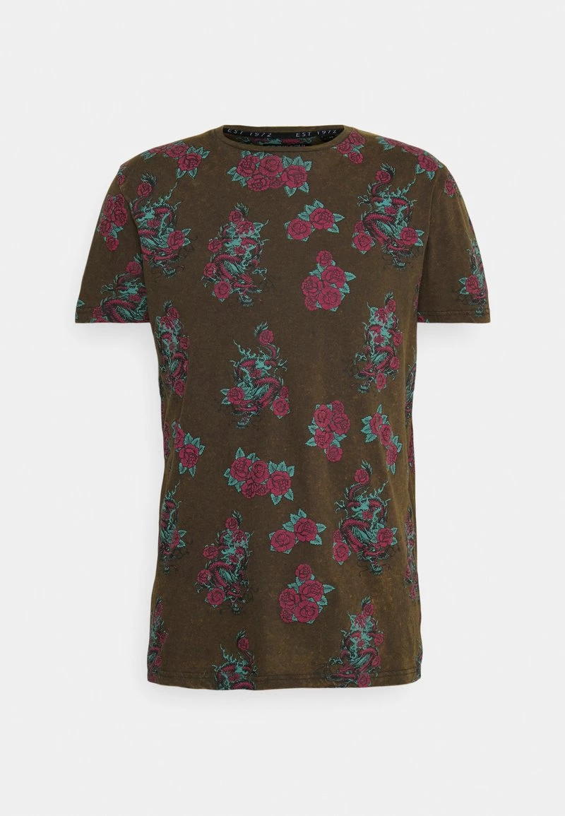 Lo mas barato 🔔 Brave Soul FALKO - Camiseta Estampada - Olive Garment/multicolor, Hombre ❤️ - Imagen 4
