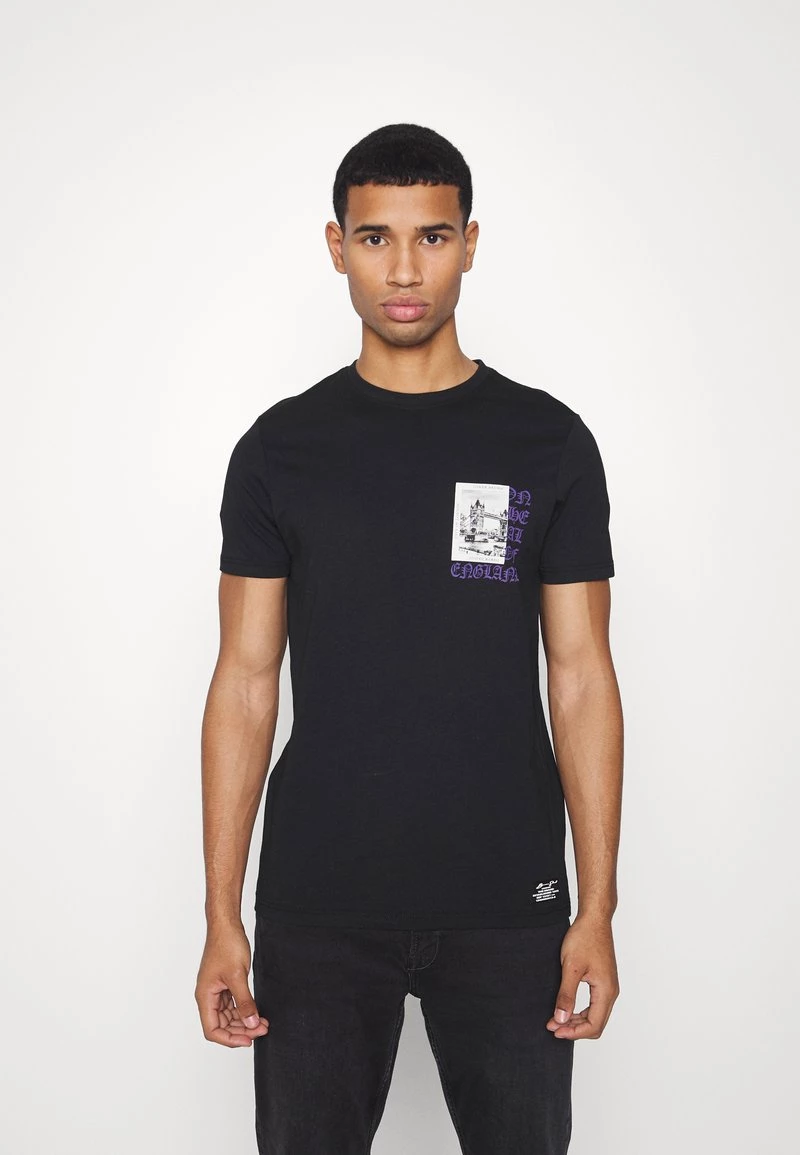 Lo mas barato ⭐ Brave Soul Camiseta Estampada - Jet Black/multicolour, Hombre 🔔 - Imagen 3