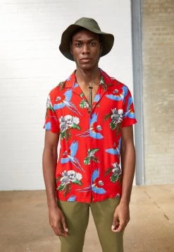 Cupón 💯 Brave Soul MACAW - Camisa - Red/multi Colour, Hombre ⌛