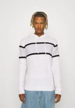 mejor venta 🔥 Brave Soul SCHOLES - Jersey De Punto - Optic White/ Jet Black/ Light Grey, Hombre 😉