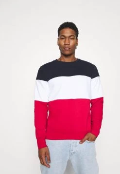 Presupuesto 🥰 Brave Soul WHITEHALL - Sudadera - Rich Navy / Optic White / Red, Hombre ✔️