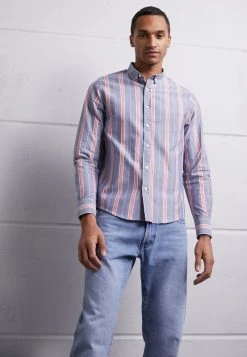 Presupuesto 🎉 Brave Soul DOMAIN - Camisa - Optic White/light Blue/red, Hombre 🎁