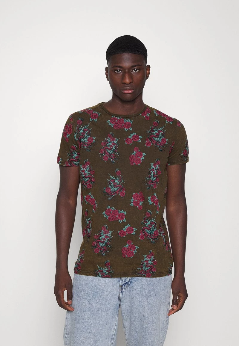 Lo mas barato 🔔 Brave Soul FALKO - Camiseta Estampada - Olive Garment/multicolor, Hombre ❤️