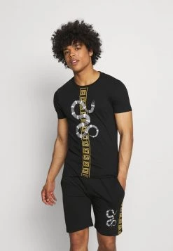 Toma de corriente 😀 Brave Soul SNAKE PRINTED SET - Camiseta Estampada - Black, Hombre 😀