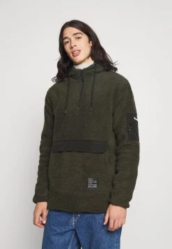 mejor venta 🎁 Brave Soul HOGUN - Jersey Con Capucha - Khaki Borg / Jet Black, Hombre 🥰