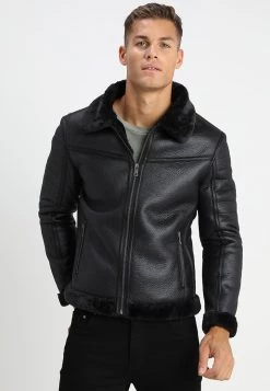 Toma de corriente 🥰 Brave Soul BLACKOUT - Chaqueta De Cuero Sintético - Black, Hombre 😉