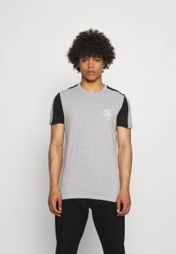 Promoción 🎁 Brave Soul KAVALA - Camiseta Estampada - Light Grey Marl/jet Black, Hombre 😍