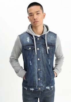 Presupuesto 🔥 Brave Soul Chaqueta Vaquera - Blue Denim/grey, Hombre 🥰