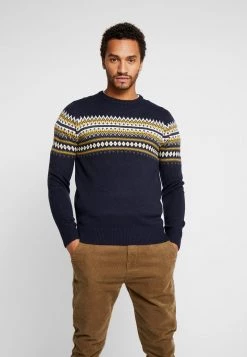 Nuevo 🤩 Brave Soul SEYMOUR - Jersey De Punto - Midnight Navy/ Slate Grey/ Vintage White/ Winter Lime, Hombre 🌟