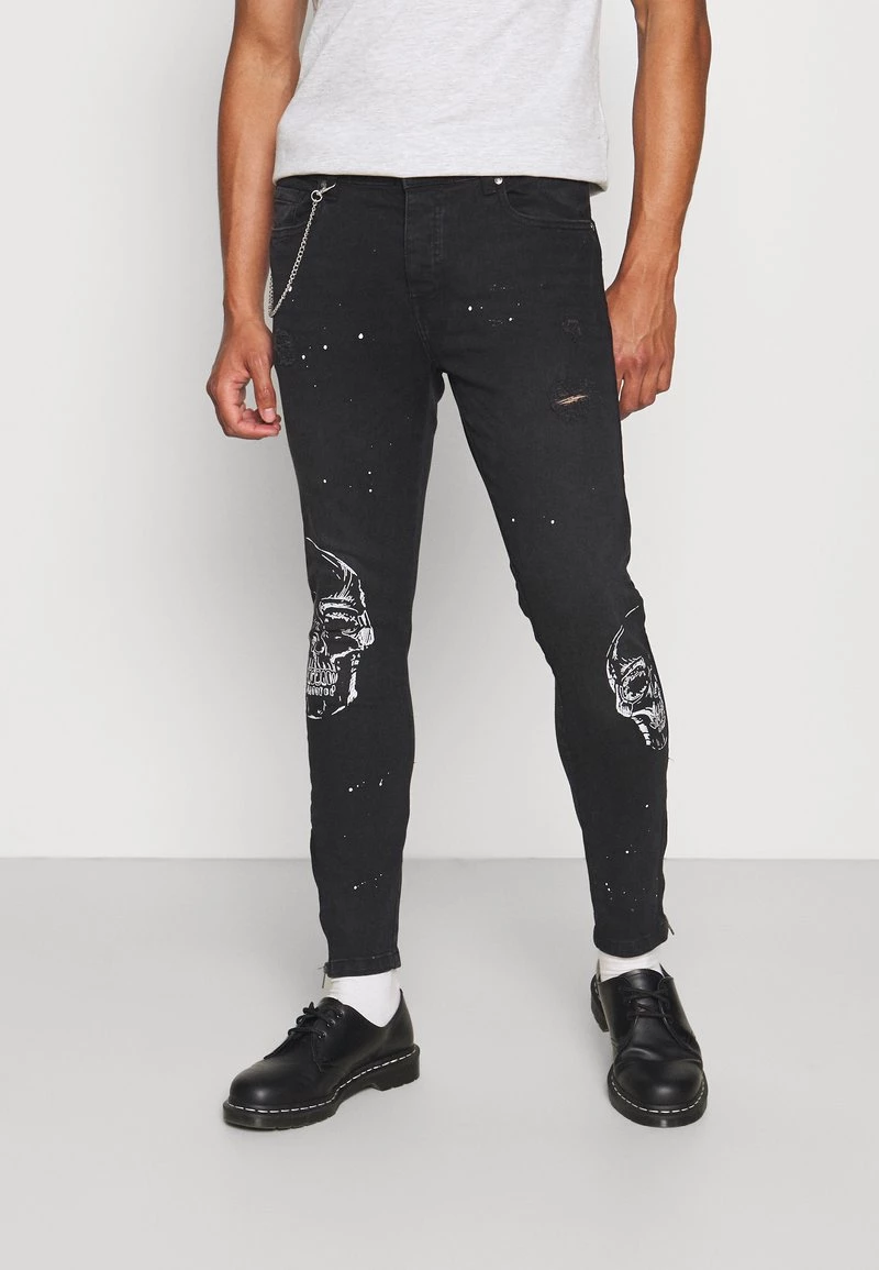 Las mejores reseñas de 😀 Brave Soul SKULL - Vaqueros Pitillo - Charcoal, Hombre ❤️