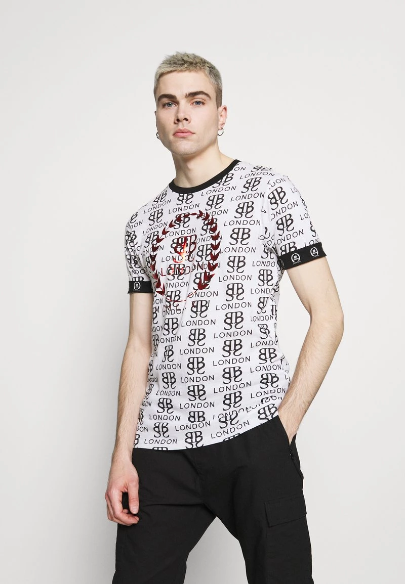 ofertas 😀 Brave Soul Camiseta Estampada - Optic White/black/red, Hombre 🤩