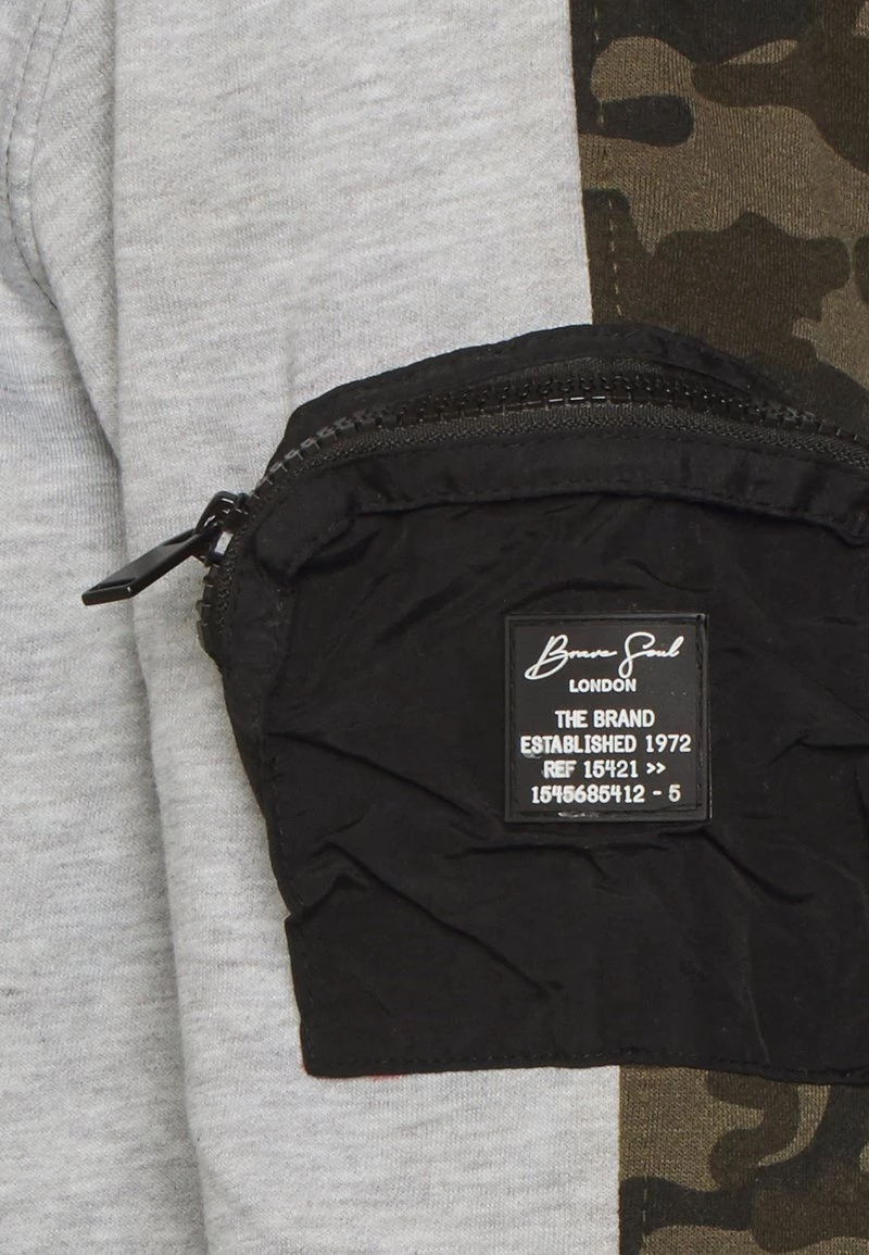 Nuevo 🔔 Brave Soul Sudadera - Light Grey Marl/khaki, Hombre 🎉 - Imagen 3